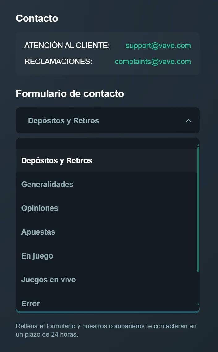 Vave: canales de atención al cliente